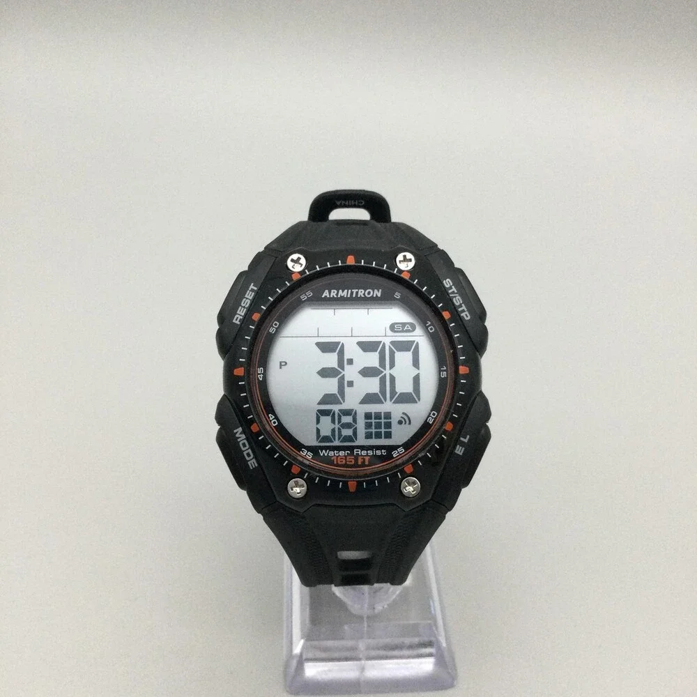 Armitron Watch Men 42mm Black Digital Alarm Chronograph Pro Sport 165FT